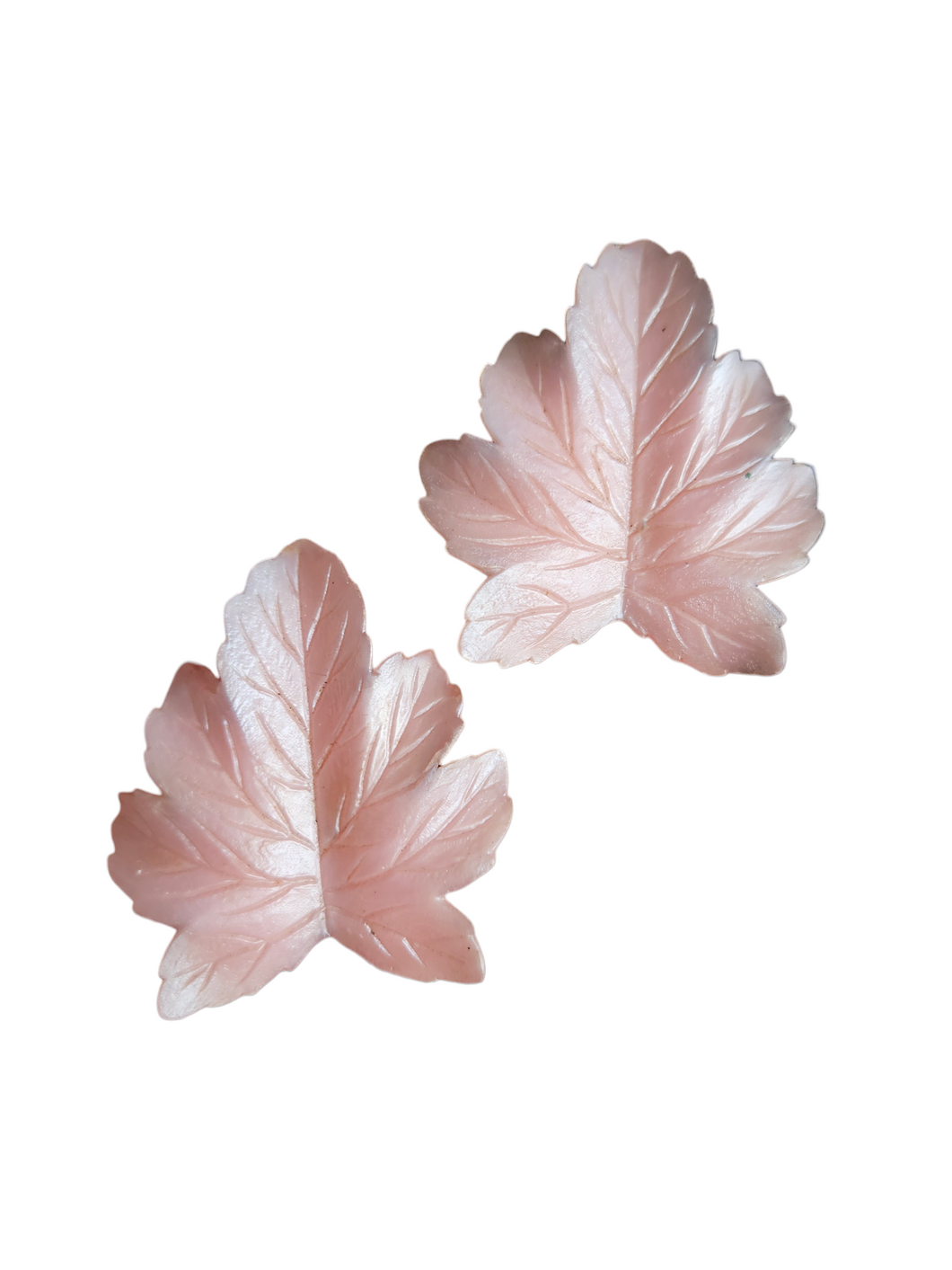 1950s Pearly Pink Celluloid Leaf Clip Earrings