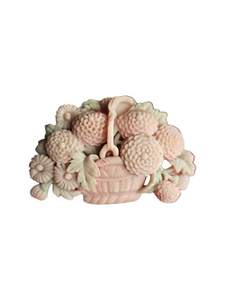 1940s Chunky Celluloid Flower Basket Brooch