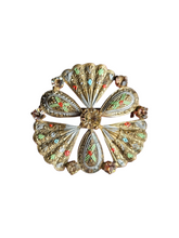 Load image into Gallery viewer, 1930s Czech? Damask Enamel and Glass Brooch
