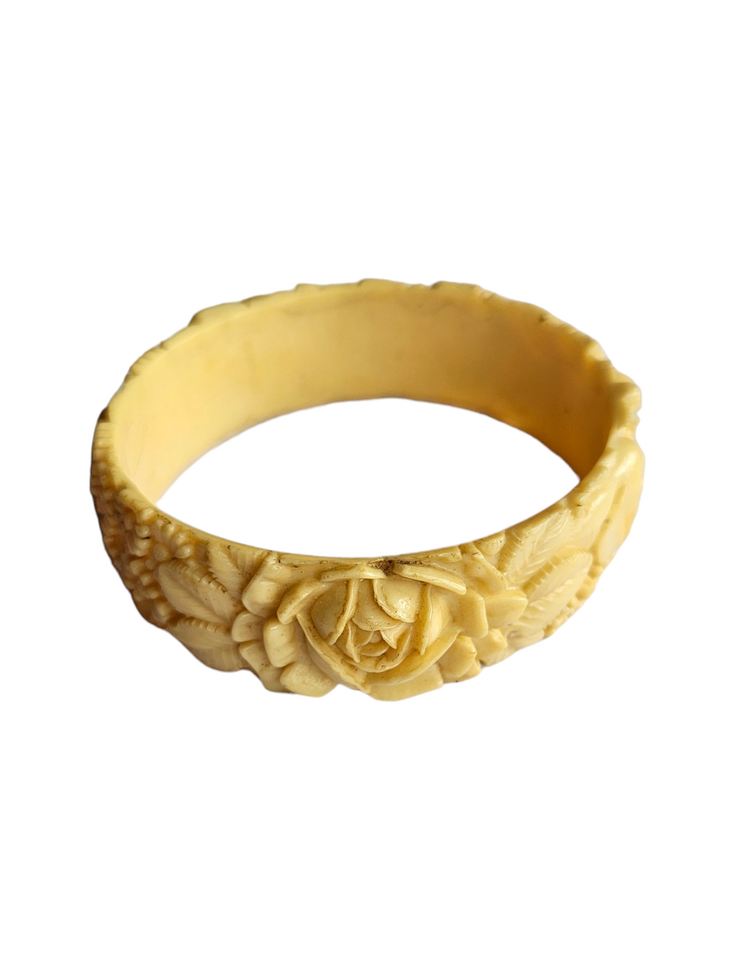 1940s Celluloid Flower and Elephant Bangle