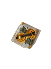 Load image into Gallery viewer, 1940s Reverse Carved Lucite Orange Flower Brooch
