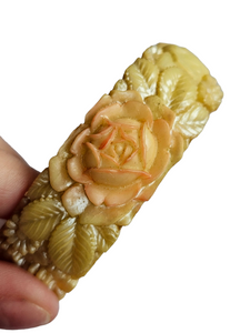 1940s Celluloid Pink Flower and Elephant Bangle