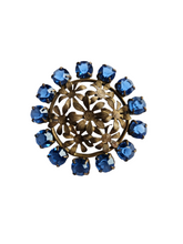 Load image into Gallery viewer, 1930s Czech Blue Openback Glass Brooch
