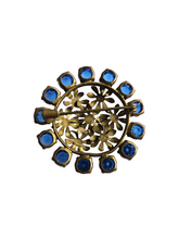 Load image into Gallery viewer, 1930s Czech Blue Openback Glass Brooch
