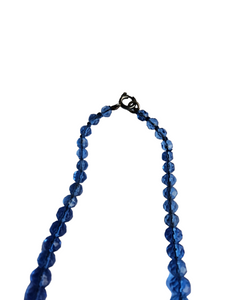 1930s Deco Blue Faceted Glass Necklace