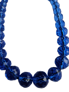 1930s Deco Blue Faceted Glass Necklace