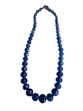Load image into Gallery viewer, 1930s Deco Blue Faceted Glass Necklace
