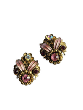 Load image into Gallery viewer, 1930s Czech Pink Enamel Filigree Earrings
