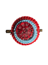 Load image into Gallery viewer, 1940s Make Do and Mend Blue and Red Wirework Brooch

