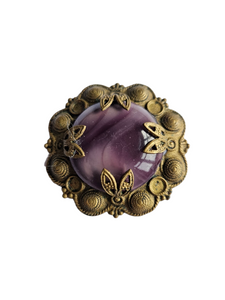 1930s Czech Purple Glass Brooch