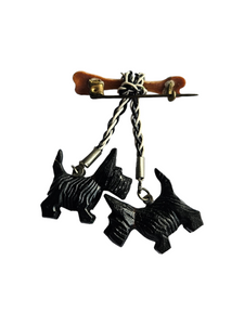 1940s Celluloid Dangly Dog Brooch
