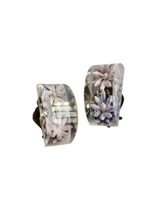 1940s Reverse Carved Lucite Flower Earrings