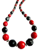 Load image into Gallery viewer, 1930s Deco Black and Red Glass Necklace
