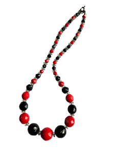 1930s Deco Black and Red Glass Necklace
