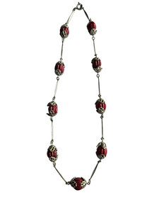 1930s Czech Red Filigree Necklace