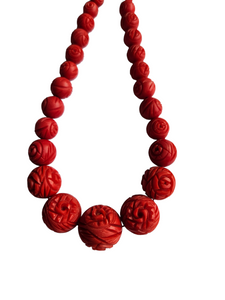1940s Red Celluloid Flower Necklace