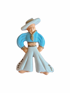 1940s Celluloid Cowboy Brooch