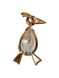 1940s Brass and Carved Lucite Duck/Penguin Brooch
