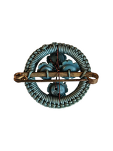 Load image into Gallery viewer, 1940s Make Do and Mend Blue Wirework Brooch

