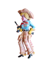 Load image into Gallery viewer, 1940s HUGE Celluloid Cowgirl Brooch
