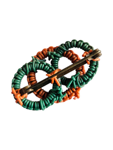 1940s Make Do and Mend Orange and Green Wirework Brooch