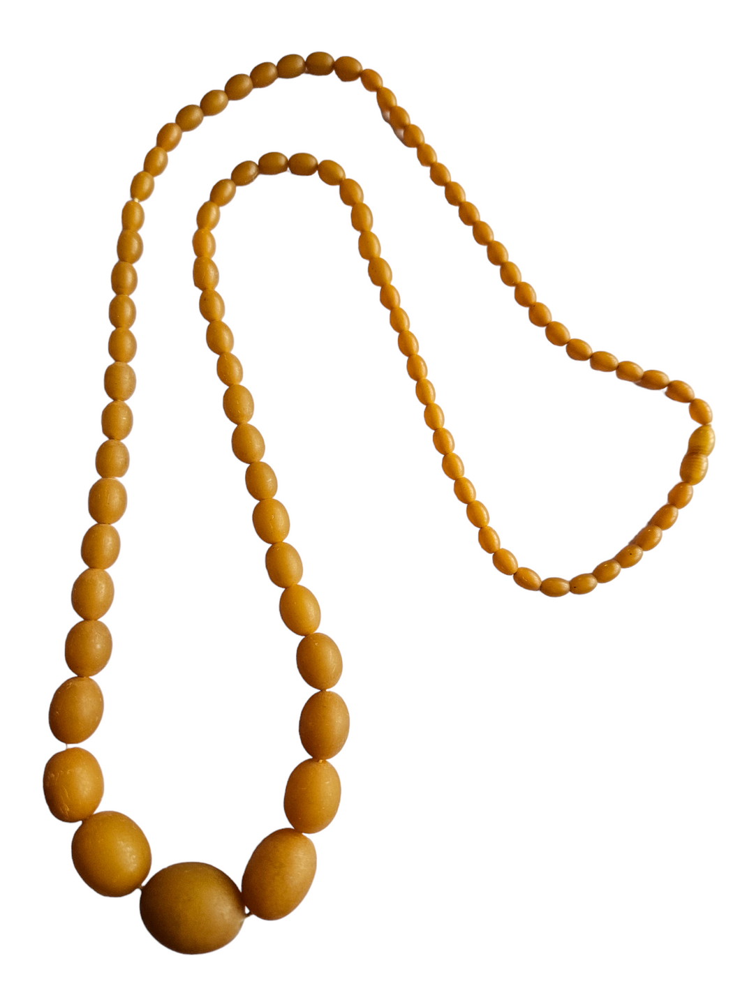 1940s Dark Orange Olive Bead Galalith Necklace