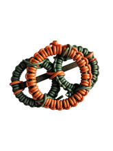 Load image into Gallery viewer, 1940s Make Do and Mend Orange and Green Wirework Brooch
