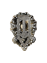 Load image into Gallery viewer, 1930s Czech Filigree Faux Coral Dress Clip
