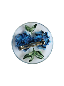 1940s Blue Reverse Carved Lucite Brooch