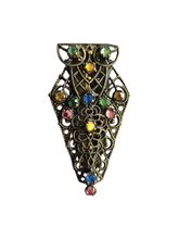 Load image into Gallery viewer, 1930s Czech Multicoloured Glass Filigree Dress Clip
