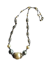 Load image into Gallery viewer, 1930s Czech Faux Pearl Filigree Necklace
