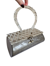 Load image into Gallery viewer, 1950s Pearly Grey and Clear Lucite Box Bag
