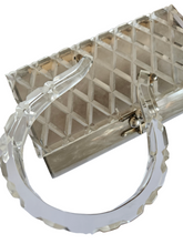 Load image into Gallery viewer, 1950s Pearly Grey and Clear Lucite Box Bag
