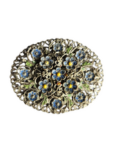Load image into Gallery viewer, 1930s Czech Forget Me Not Flower Filigree Brooch
