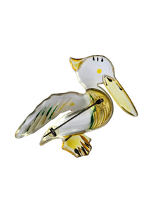 1940s Huge Chunky Lucite Pelican Brooch