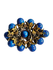 1930s Miriam Haskell? Blue Glass Brooch