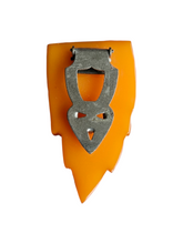 Load image into Gallery viewer, 1940s Chunky Carved Bakelite Egg Yolk Dress Clip
