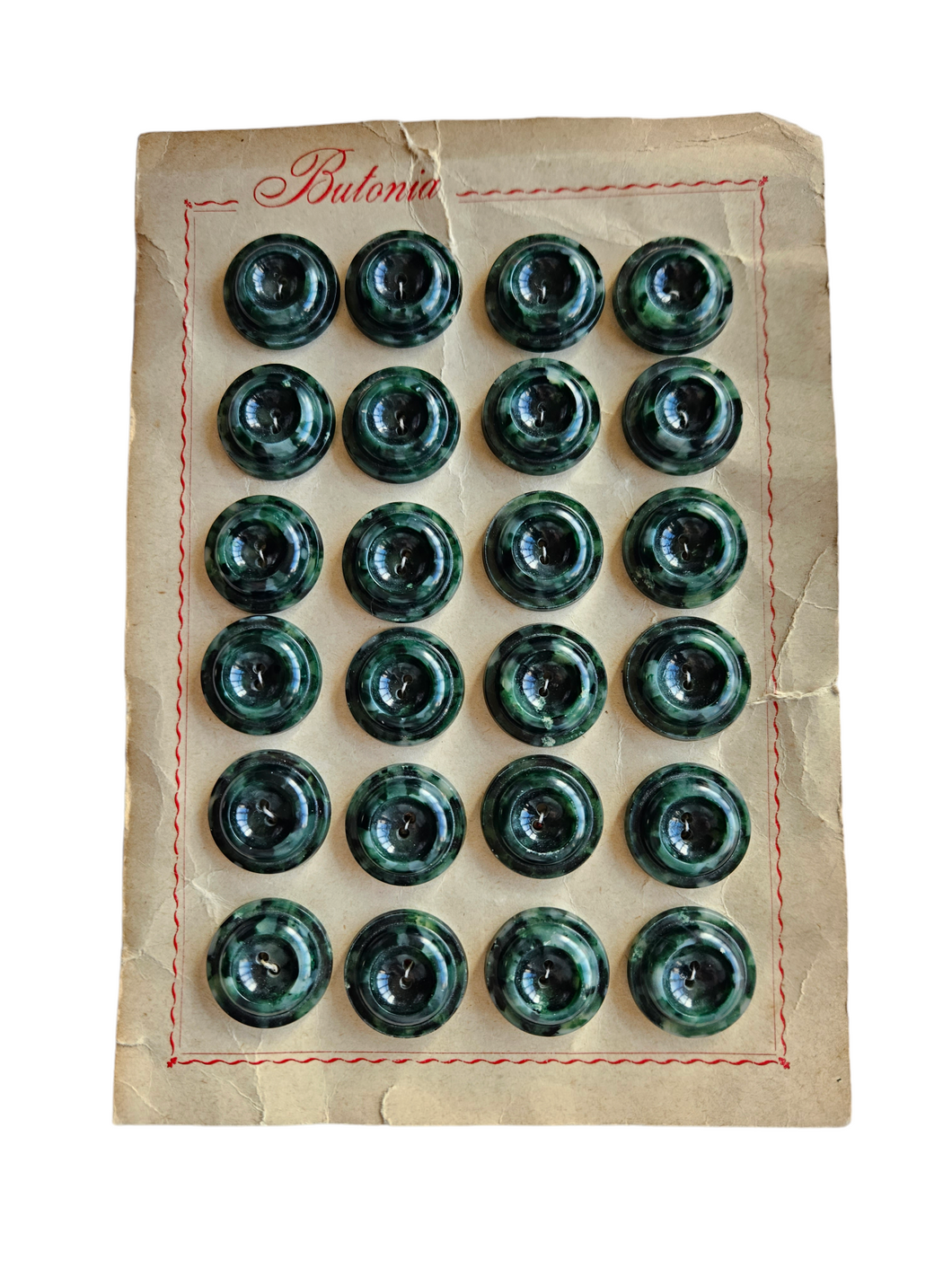 1940s Deadstock Carded Dark Green Marbled Buttons