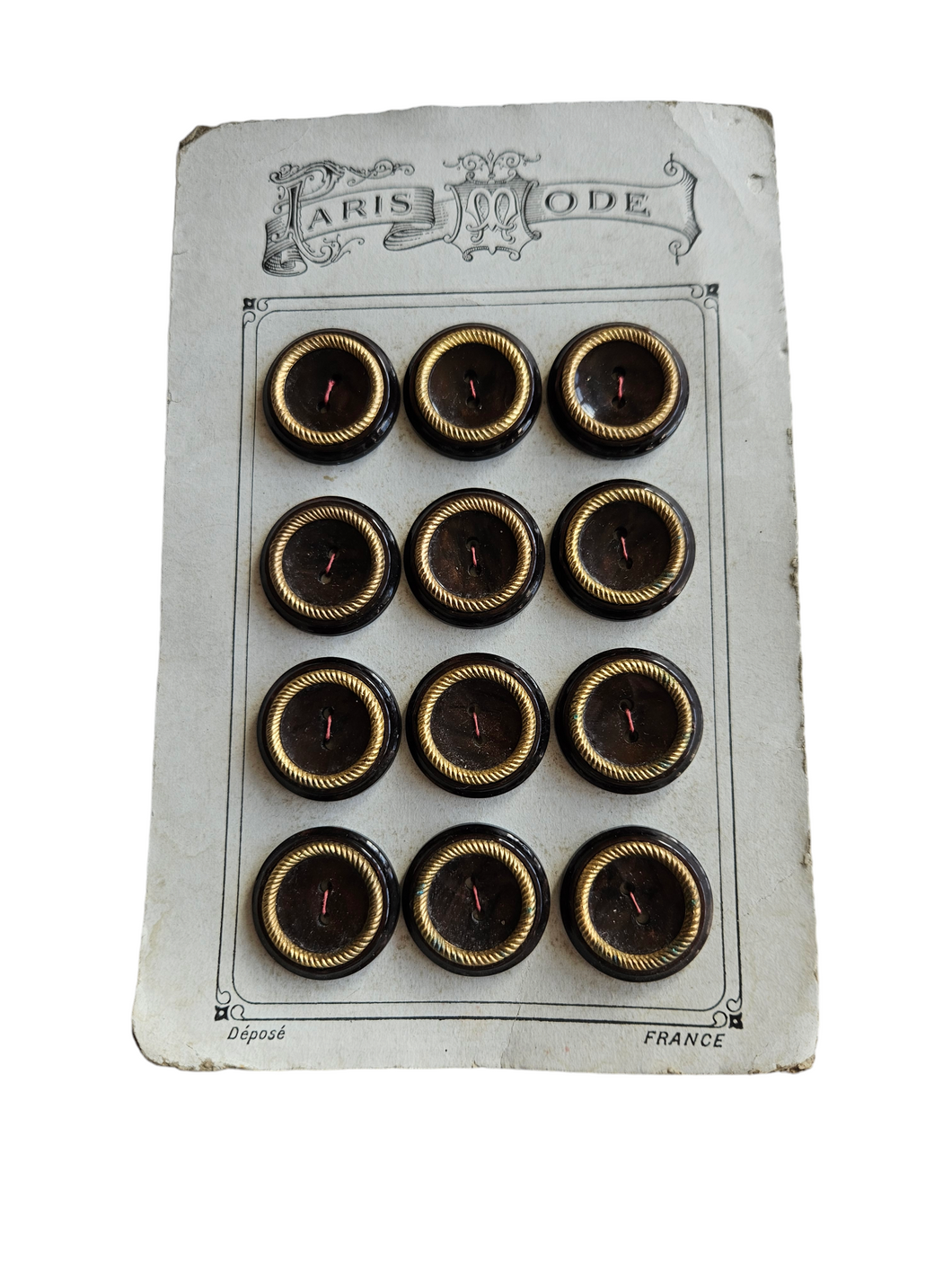 1950s Deadstock Carded Brown and Gold Buttons