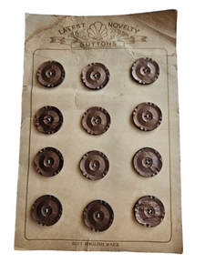 1940s Deadstock Carded Brown Marbled Buttons