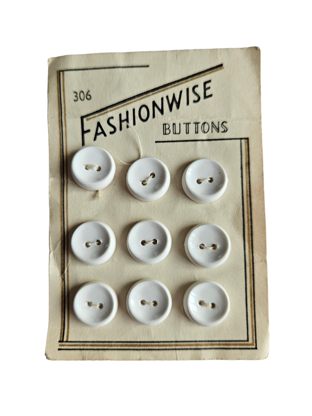 1940s Deadstock Carded White Buttons