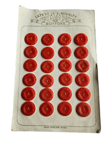 1940s Deadstock Carded Red Buttons