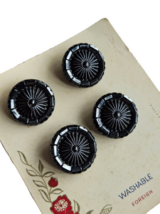 1940s Deadstock Carded Black Buttons