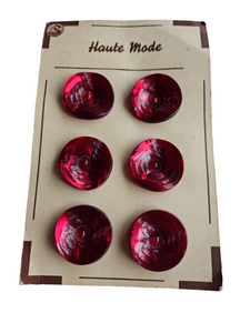 1940s Deadstock Carded Dark Red Marbled Buttons