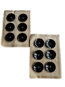 1940s Deadstock Carded Black and Gold Glass Buttons
