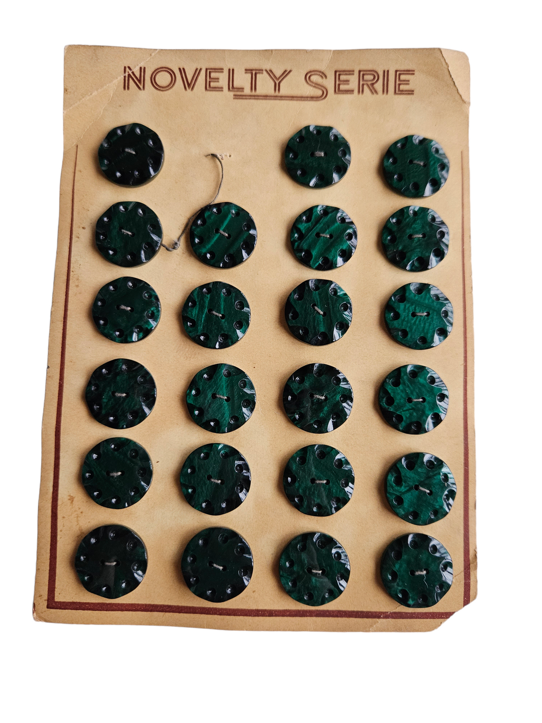 1940s Dark Green Marbled Carded Buttons