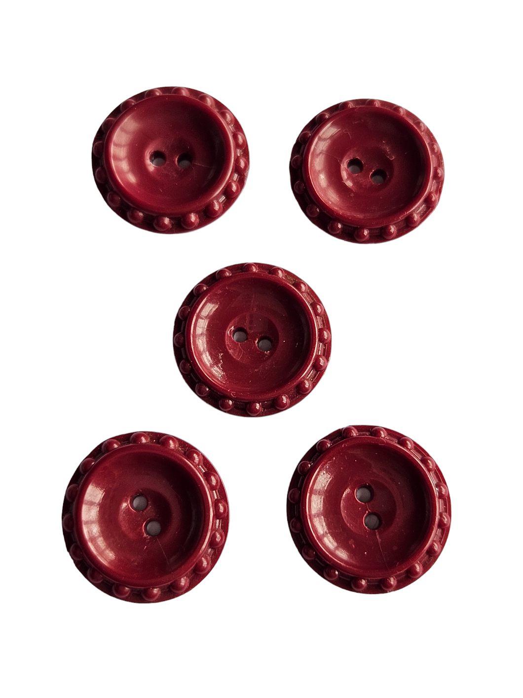 1940s Burgundy Plastic Flower Buttons