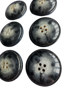 1940s Chunky Black/Grey Marbled Buttons