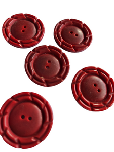 1940s Dark Red Flower Buttons