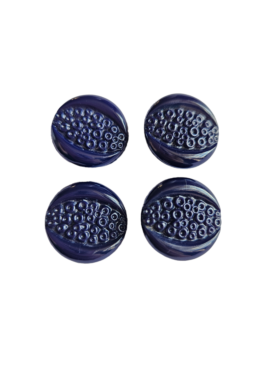 1940s Navy Blue Patterned Glass Buttons